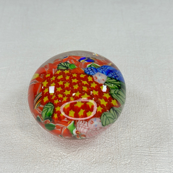 Vintage Murano Millefiori Paperweight 1960s Floral Italy