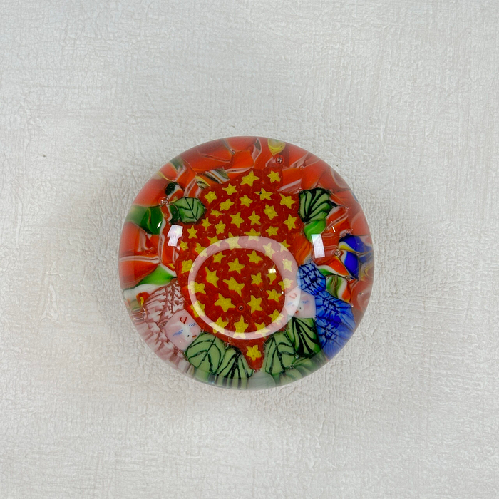 Vintage Murano Millefiori Paperweight 1960s Floral Italy