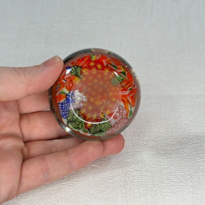 Vintage Murano Millefiori Paperweight 1960s Floral Italy