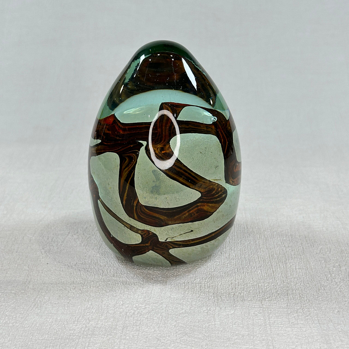 Mdina Glass Paperweight Egg Earth Tones Malta Michael Harris