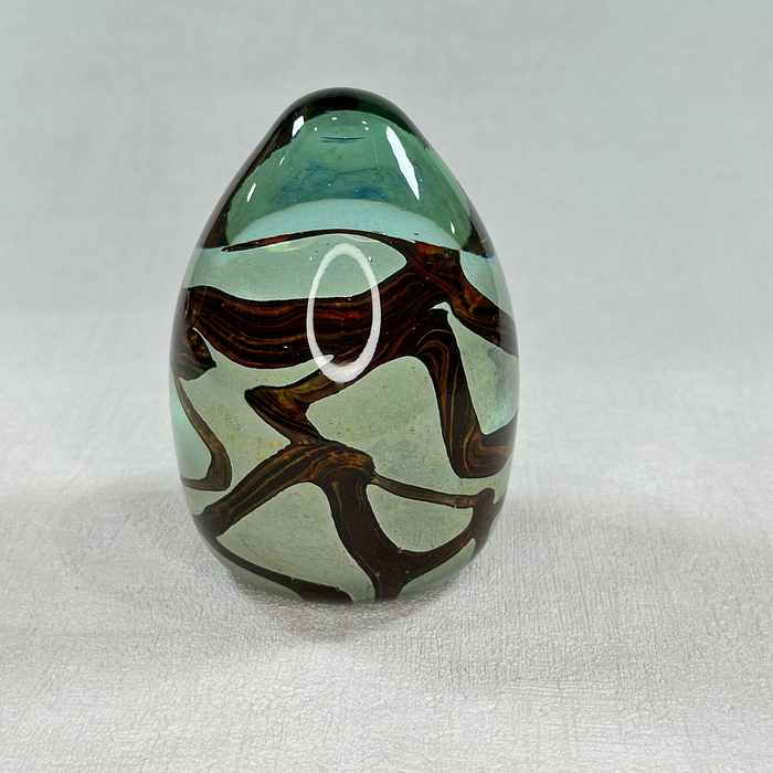 Mdina Glass Paperweight Egg Earth Tones Malta Michael Harris