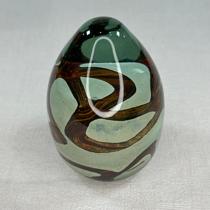 Mdina Glass Paperweight Egg Earth Tones Malta Michael Harris