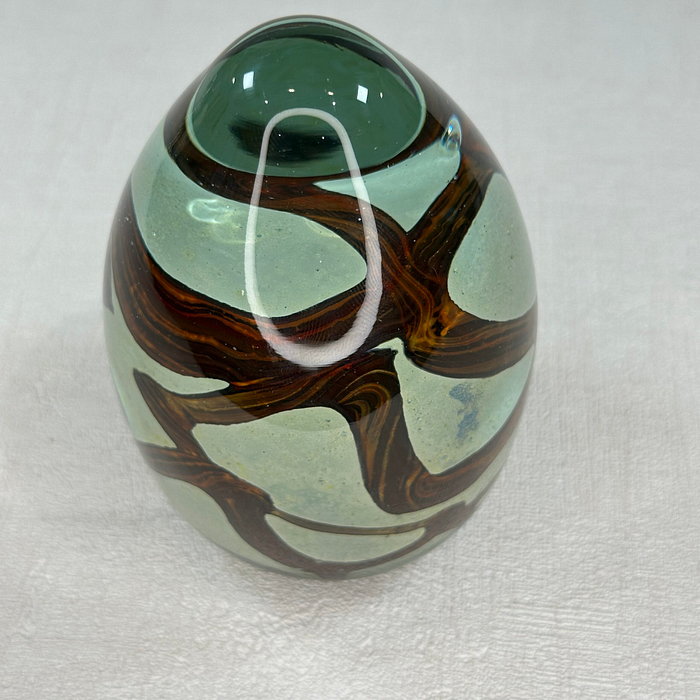 Mdina Glass Paperweight Egg Earth Tones Malta Michael Harris