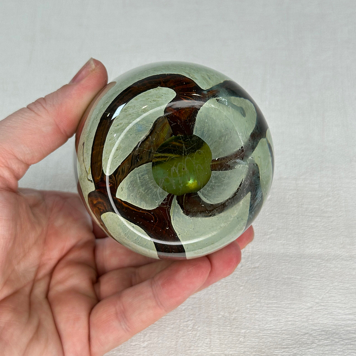 Mdina Glass Paperweight Egg Earth Tones Malta Michael Harris