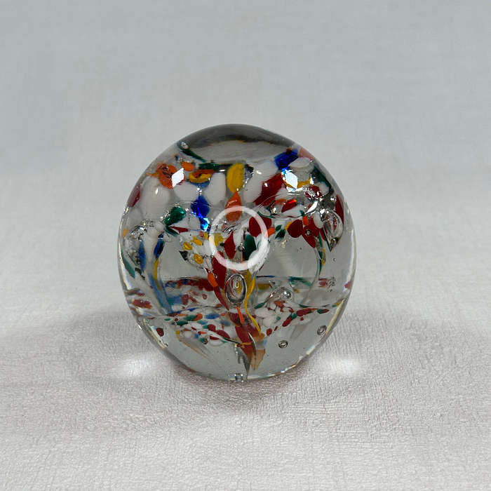 Vintage Murano Glass Paperweight Millefiori Floral 1960s Italy