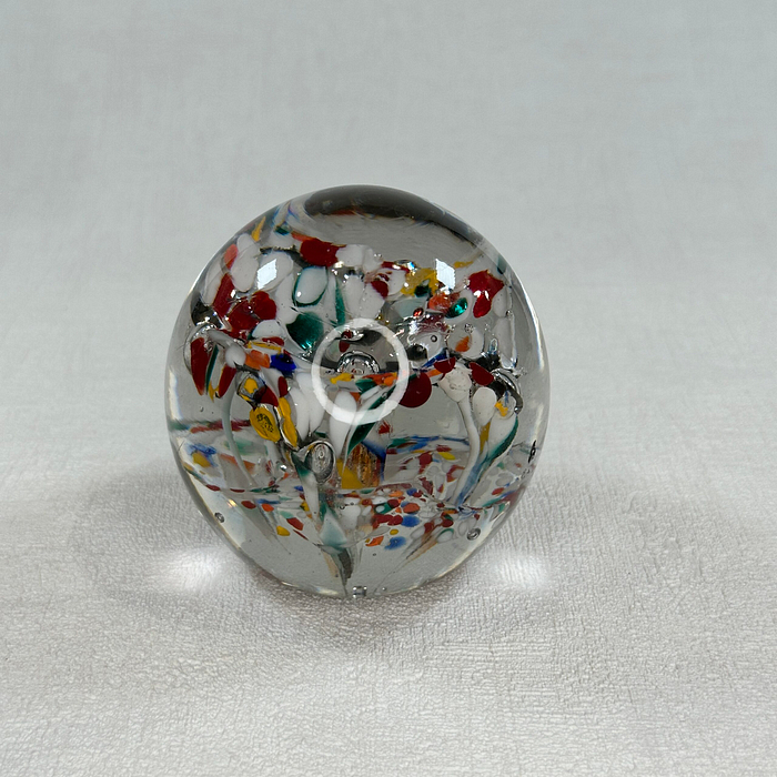 Vintage Murano Glass Paperweight Millefiori Floral 1960s Italy