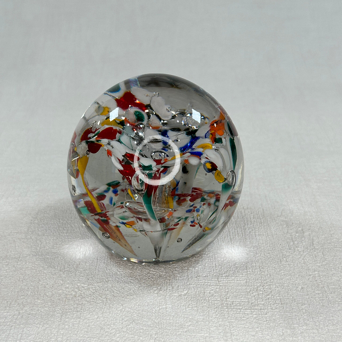 Vintage Murano Glass Paperweight Millefiori Floral 1960s Italy