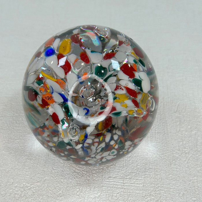 Vintage Murano Glass Paperweight Millefiori Floral 1960s Italy