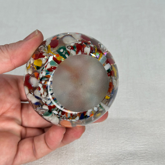 Vintage Murano Glass Paperweight Millefiori Floral 1960s Italy