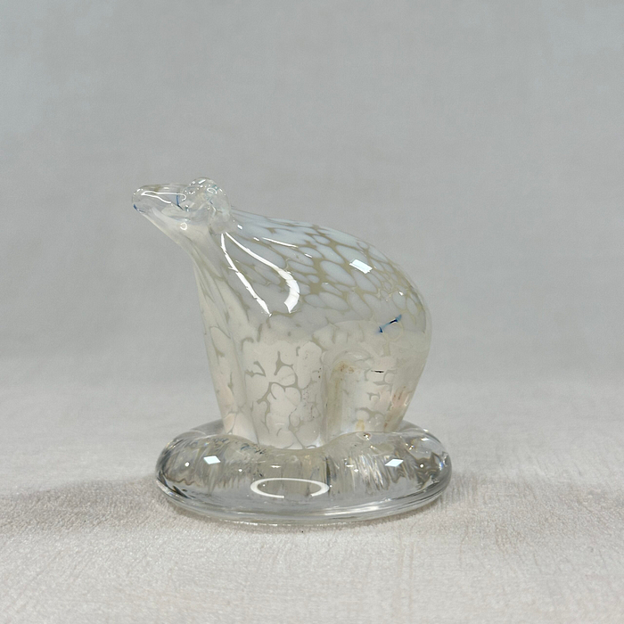 Vintage Swedish Glass Polar Bear Figurine Handblown Art Glass