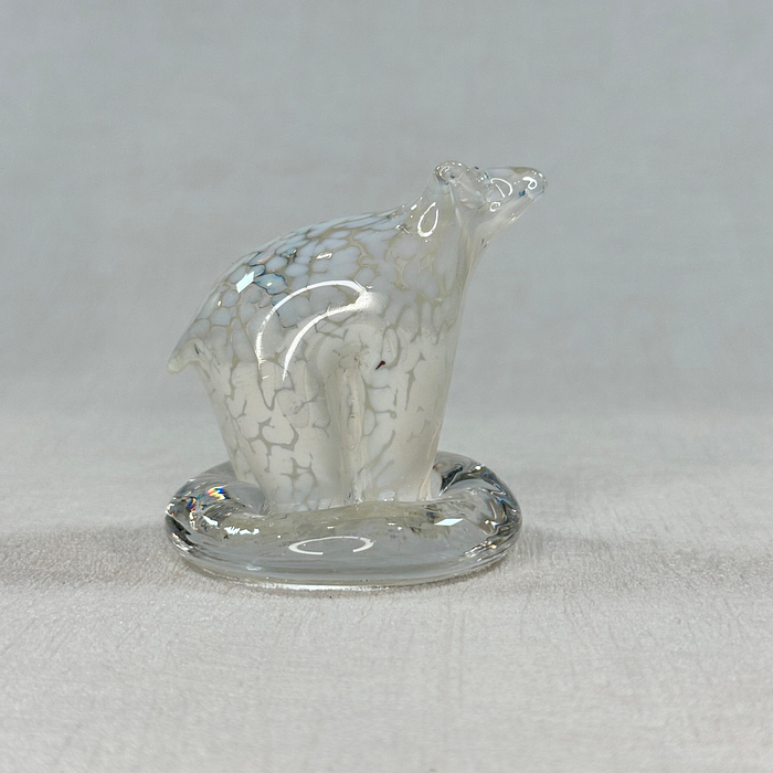 Vintage Swedish Glass Polar Bear Figurine Handblown Art Glass