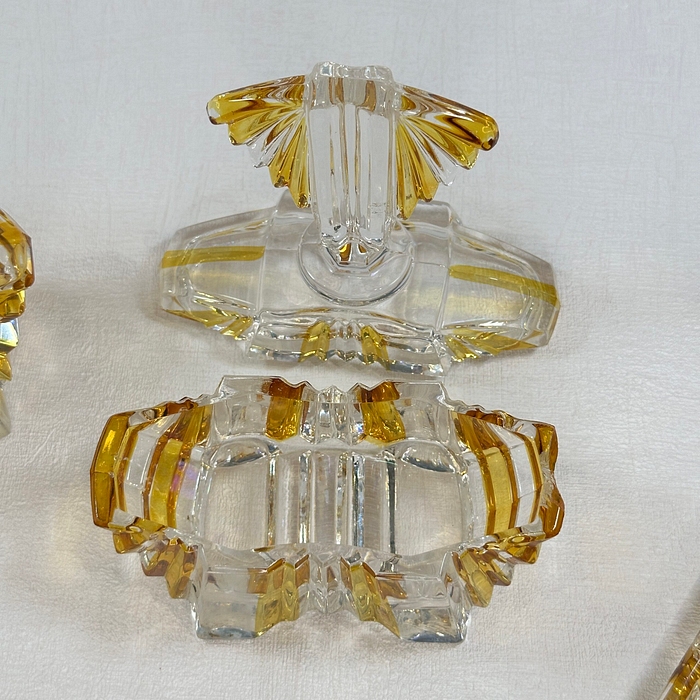 Antique Val St Lambert Crystal Boudoir Set Art Deco 1910 Belgium