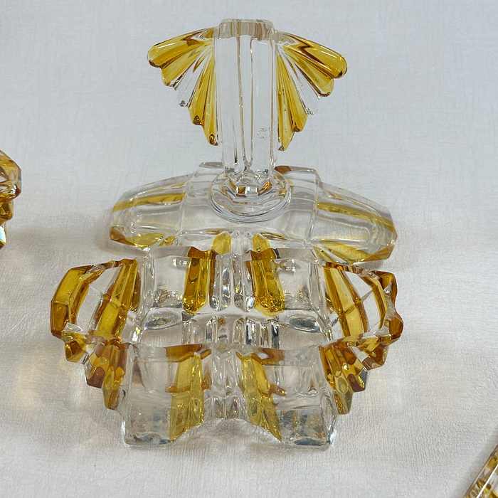 Antique Val St Lambert Crystal Boudoir Set Art Deco 1910 Belgium