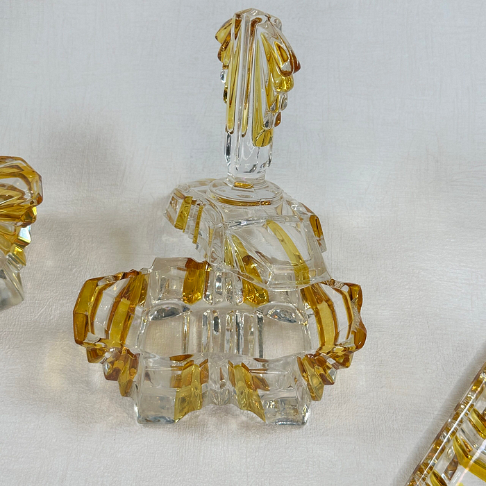 Antique Val St Lambert Crystal Boudoir Set Art Deco 1910 Belgium