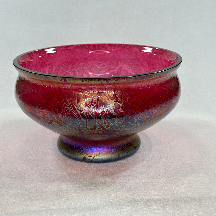 Vintage Royal Brierley Iridescent Glass Bowl Michael Harris 1980s