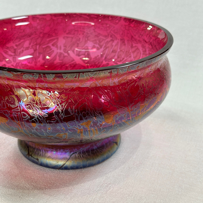 Vintage Royal Brierley Iridescent Glass Bowl Michael Harris 1980s