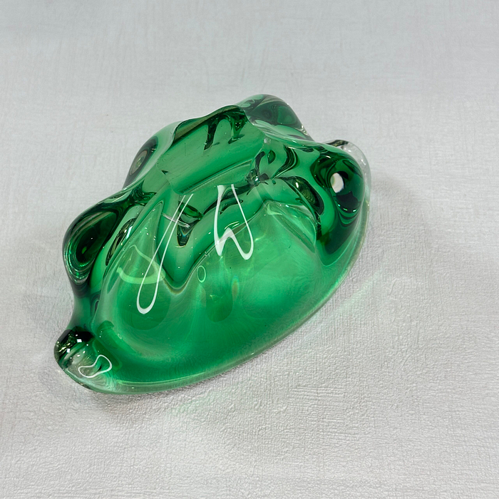 Vintage Chribska Glass Bowl Josef Hospodka Green Art Glass 1960s