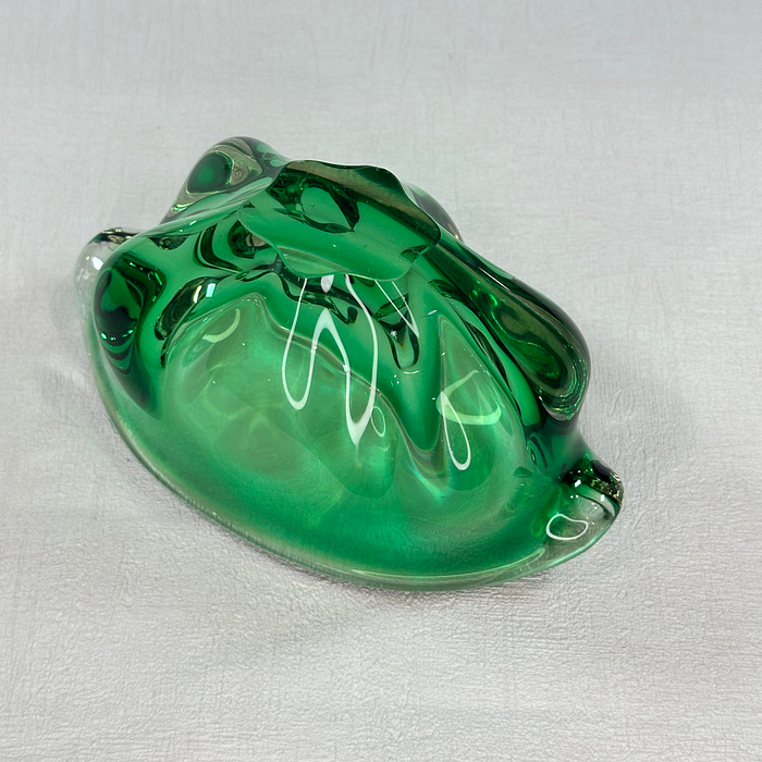 Vintage Chribska Glass Bowl Josef Hospodka Green Art Glass 1960s