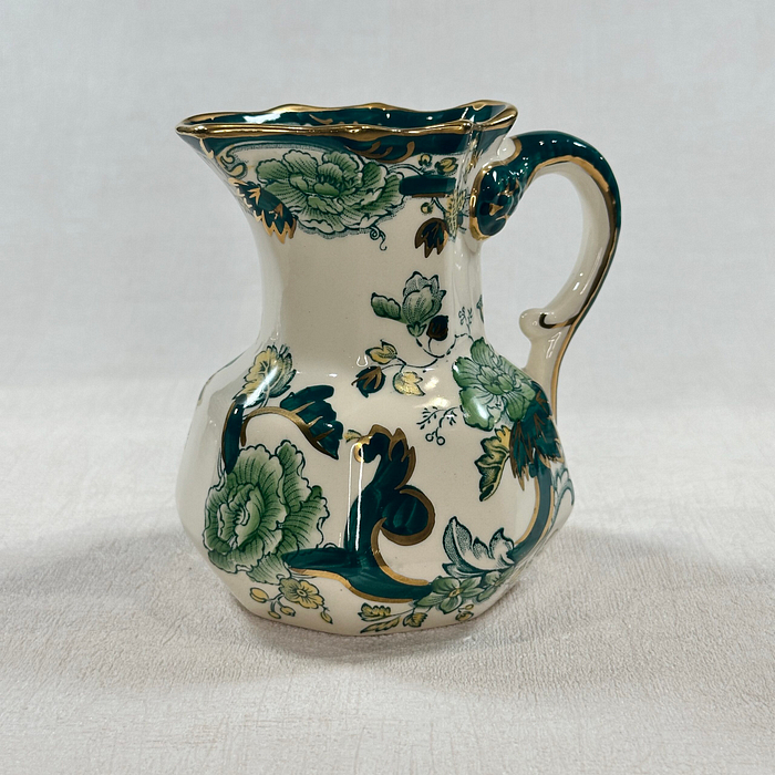 Vintage Mason's Ironstone Jug Chartreuse Pattern Hydra Handle c1950s