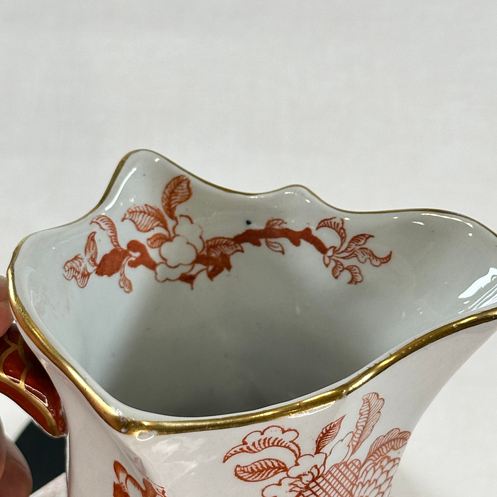 Antique Mason's Ironstone Jug Red White Chinoiserie c1850 Hydra Handle