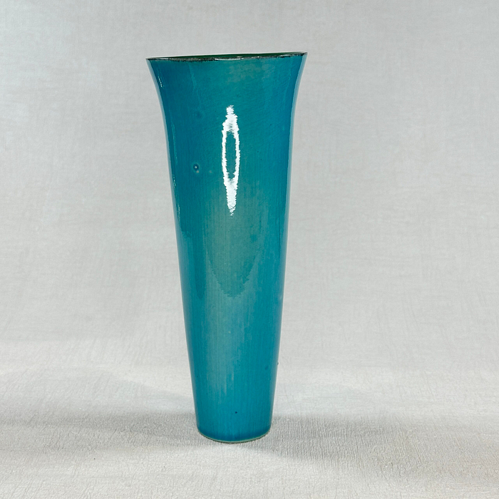 Jane Cox Studio Pottery Vase Turquoise Glaze Isle of Wight Signed