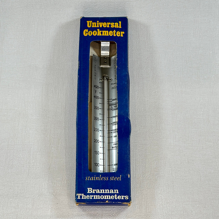 Vintage Universal Cookmeter Thermometer Stainless Steel 9" Boxed 1970s