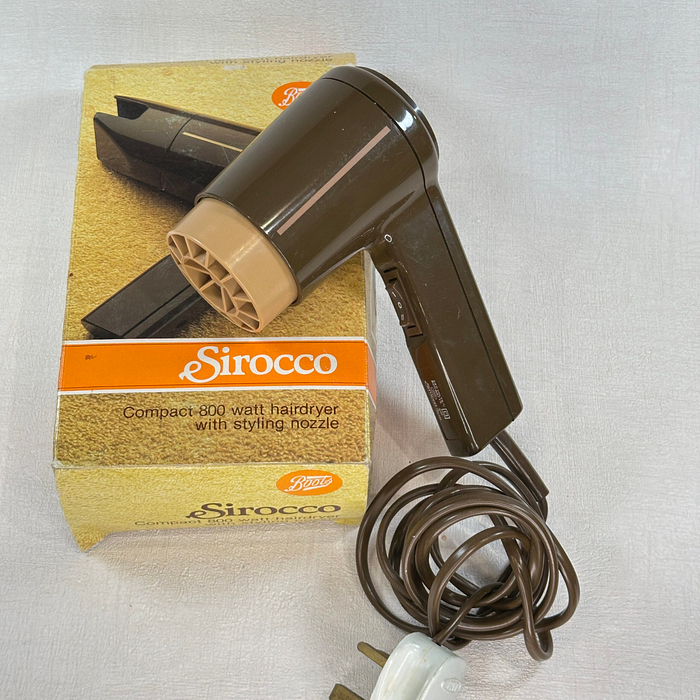 Vintage Boots Sirocco Hairdryer Compact 800W Boxed 1970s Retro