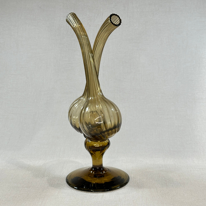 Antique Amber Glass Gemel Bottle Decanter 19th C Victorian