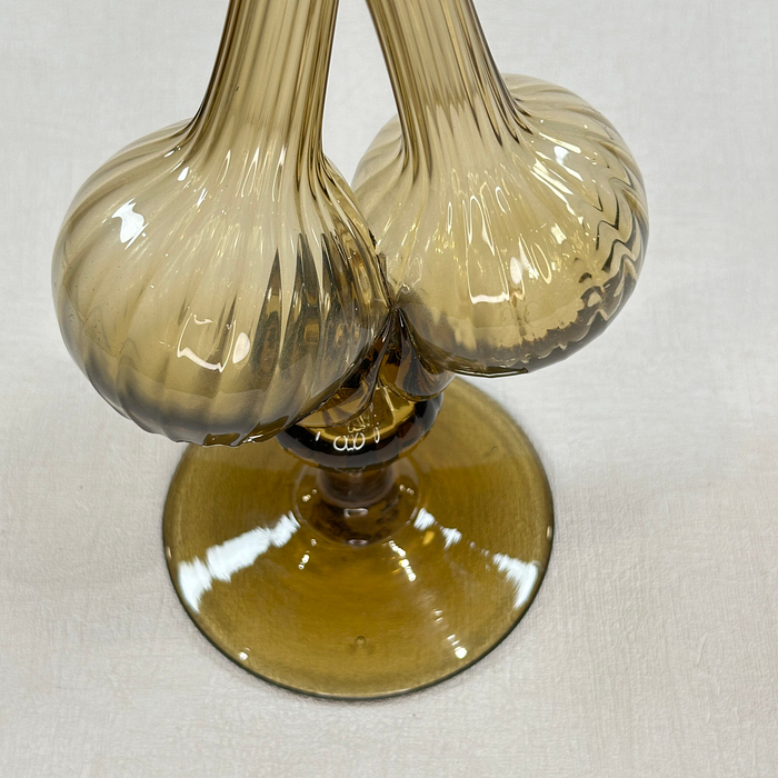 Antique Amber Glass Gemel Bottle Decanter 19th C Victorian