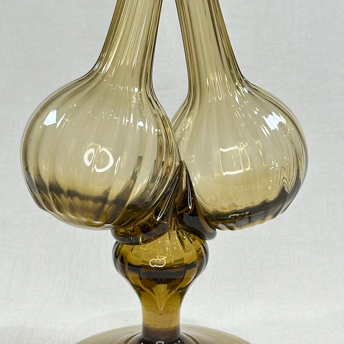 Antique Amber Glass Gemel Bottle Decanter 19th C Victorian