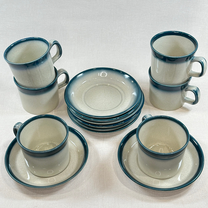 Wedgwood Blue Pacific Cup & Saucer Set x1 1970s Ombre Stoneware