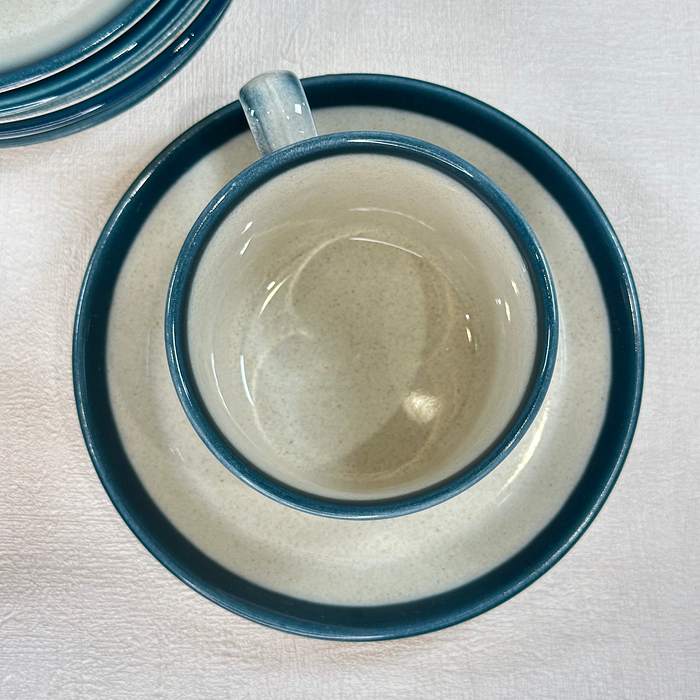 Wedgwood Blue Pacific Cup & Saucer Set x1 1970s Ombre Stoneware