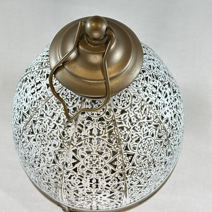 John Lewis Fusion Oval Lantern White Brass Metal Candle Holder Large H41cm