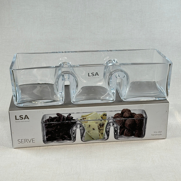 LSA Serve Trio Dish 3 Section Glass Serving Platter Tray 30cm Boxed