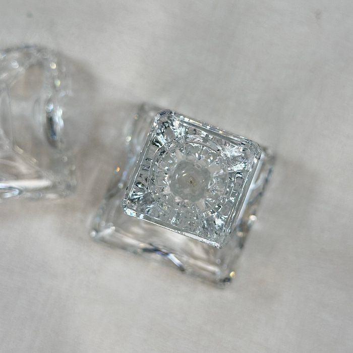 Vintage Ernst Buder Crystal Candlesticks Pair 357 German Glass 1960s