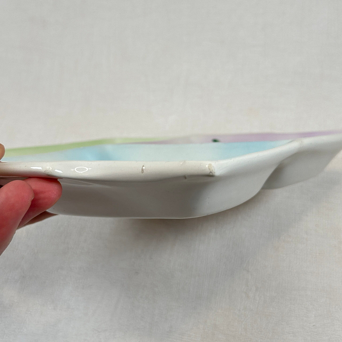 Vintage Italian Serving Dish Hand-Painted Fruit 3 Section Divided Tray