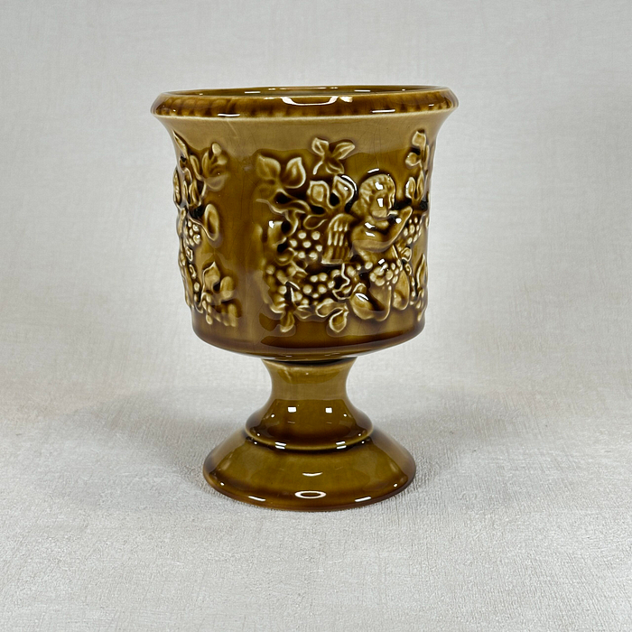 Arthur Wood Treacle Glazed Vase Pedestal Goblet Cherubs Berries England