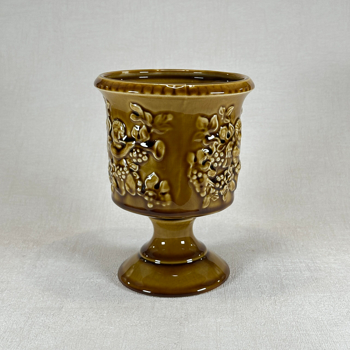 Arthur Wood Treacle Glazed Vase Pedestal Goblet Cherubs Berries England