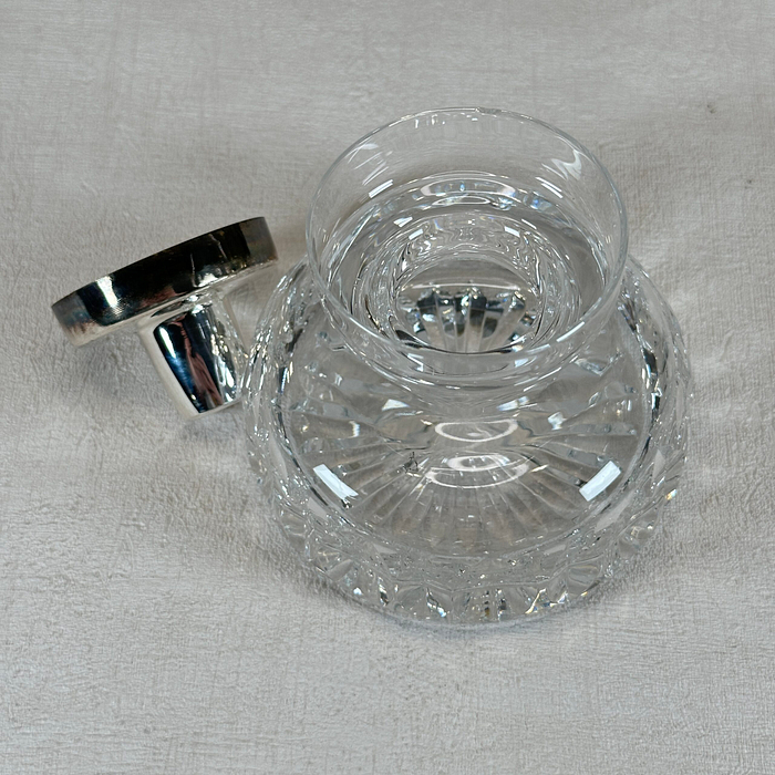 Vintage Stuart Crystal Perfume Bottle Silver Plated Lid Starburst Base