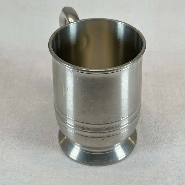 Vintage Crown & Rose 1 Quart Pewter Tankard | Large Cast Pewter Drinking Vessel