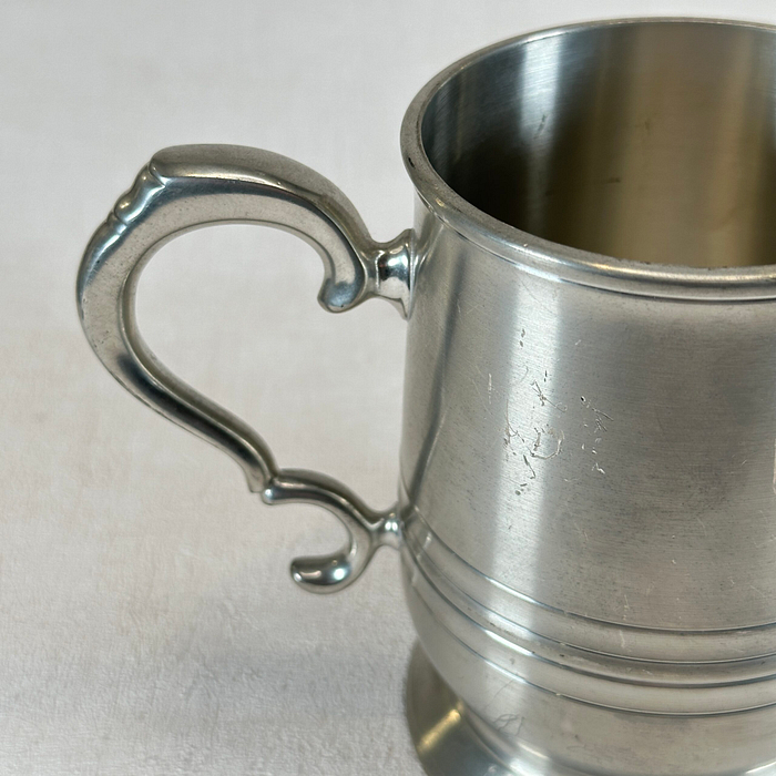 Vintage Crown & Rose 1 Quart Pewter Tankard | Large Cast Pewter Drinking Vessel