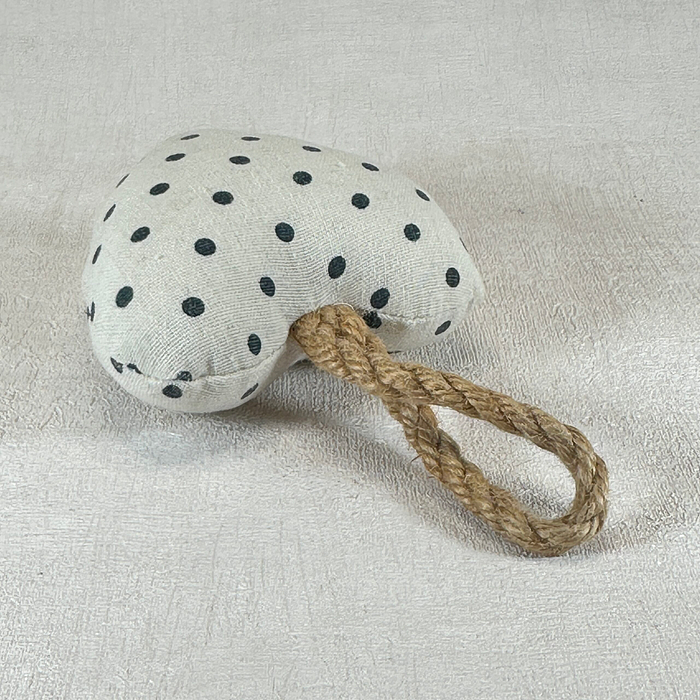 Handmade Fabric Hanging Heart | White Navy Polka Dot | Small Padded Decoration