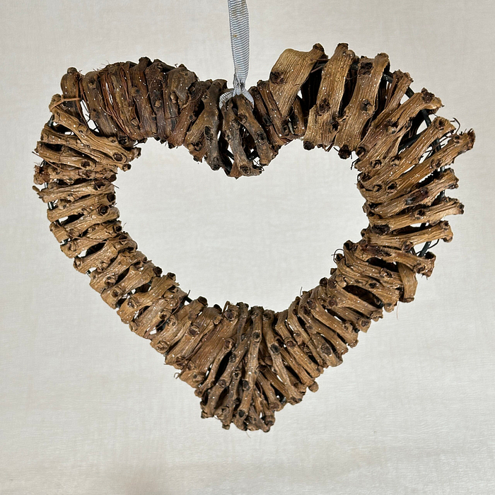 Pair Rustic Heart Wall Hangings | Willow & Wicker | Natural Home Decor