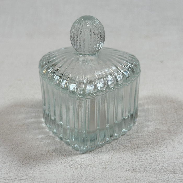 Vintage Pressed Glass Heart Trinket Box | Ring Dish | Candy Dish (7cm)