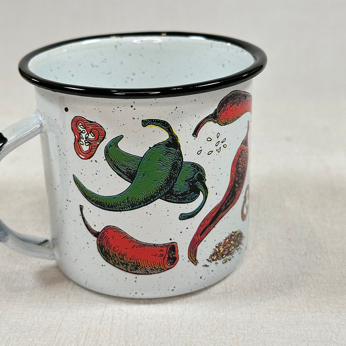 Enamel Mug Chilli Design | Mexican Mug | Camping Mug | BBQ Mug | 8.