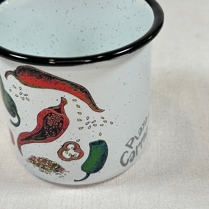 Enamel Mug Chilli Design | Mexican Mug | Camping Mug | BBQ Mug | 8.