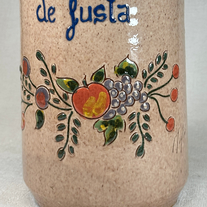 Vintage Spanish Pottery Utensil Holder | Mid Century Kitchen Pot | "Culleres"