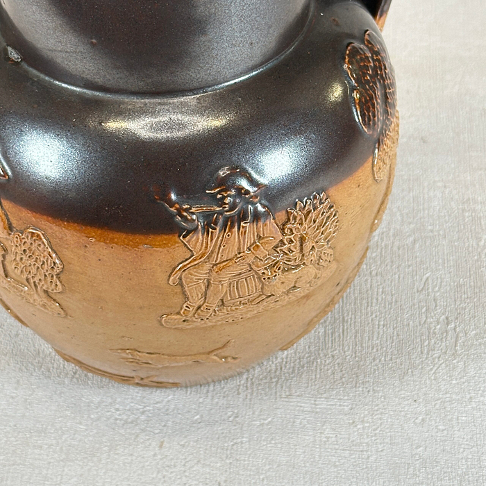 Antique Doulton Lambeth Jug | c1870 | Hunting Scene | Pinched Lip | Stoneware