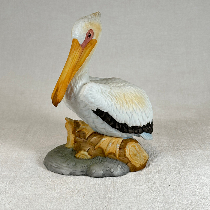 White Pelican Figurine | Porcelain Bird Ornament | Coastal Decor | 15cm