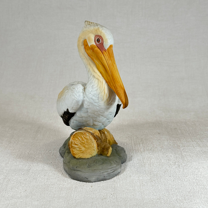 White Pelican Figurine | Porcelain Bird Ornament | Coastal Decor | 15cm